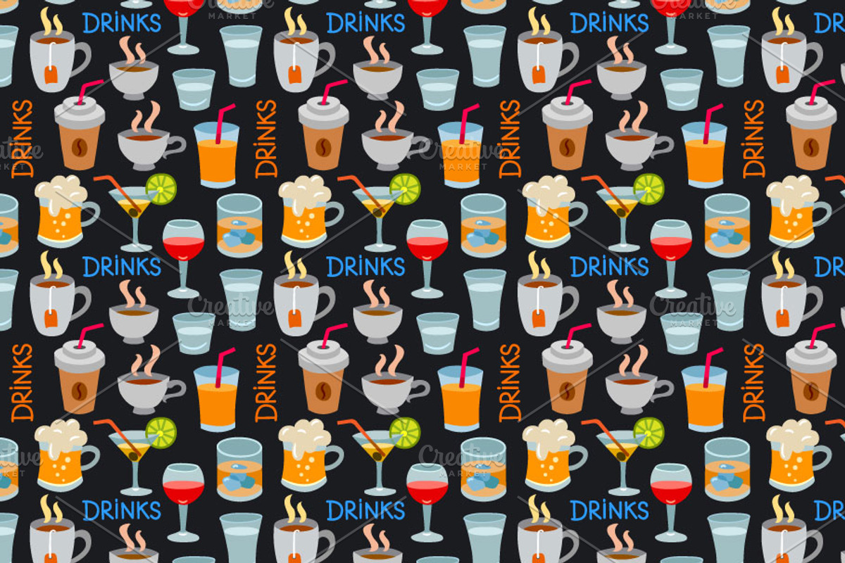 Beverages Seamless Patterns, a Pattern Graphic by Oleg Tokarev Art (Photo 3 of 3)