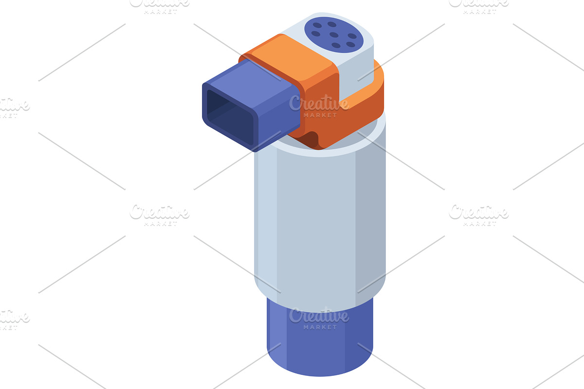 Asthma inhale isometric. Asthma, an Object Illustration by the8monkey