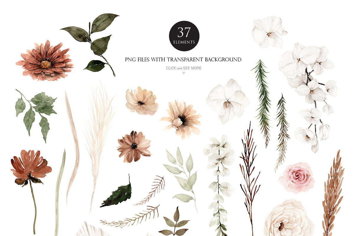 Watercolor flower - Elegant Bohemian, an Illustration by Beigetime (Photo 5 of 12)