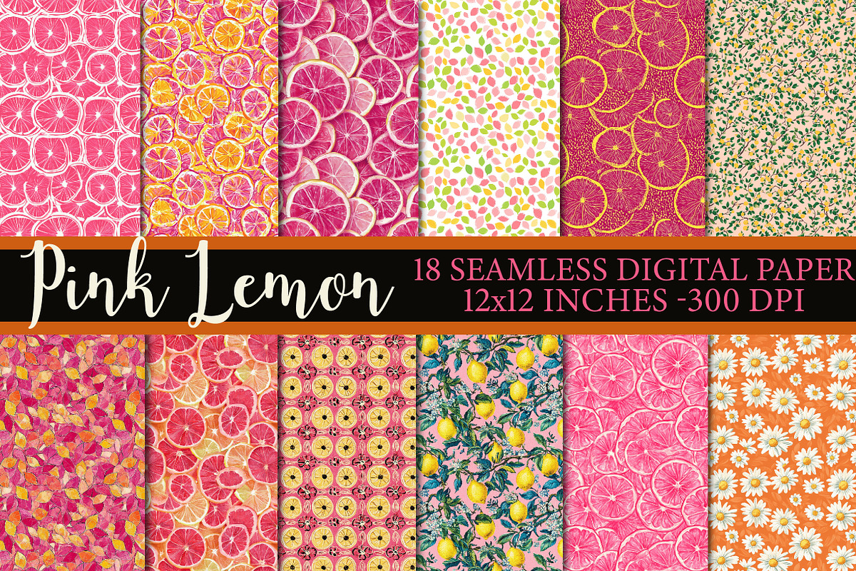 Pink Lemon Digital Paper, a Texture Illustration by Designworld (Photo 1 of 5)