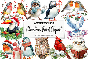 Christmas Bird Clipart, an Illustration by DreamArtGraphic