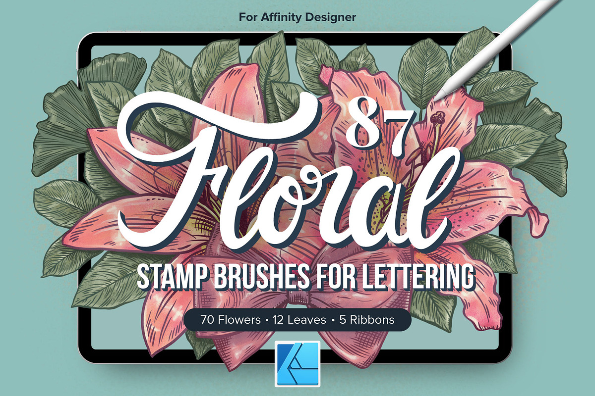 87 Floral Affinity Stamp Brushes, a Brush Add-On by Riveros Illustration (Photo 1 of 11)