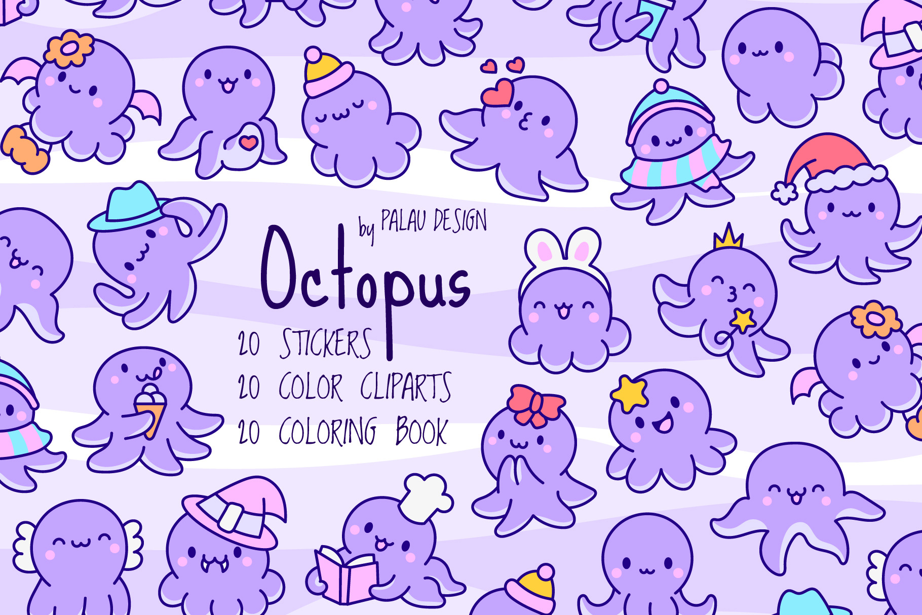 Cute Kawaii Octopus Sea Character, an Animal Illustration by Palau