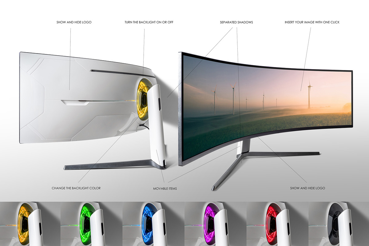 Ultrawide Curved Monitor Mockup 10K, a Product Mockup by Zabiegala MP (Photo 3 of 9)