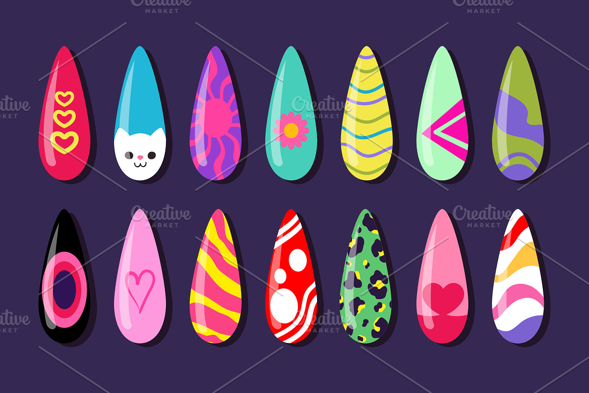 Nail Art Design Set, a Decorative Illustration by PsychocheArt (Photo 2 of 3)