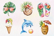 Tropical Clipart Watercolor, Cute, an Illustration by CreationArt (Thumbnail 8 of 9)