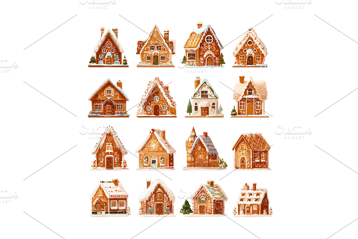 Gingerbread house cartoon vector set, an Object Illustration by Onyx