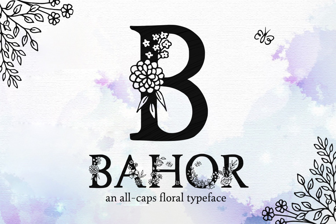 Bahor - Floral Spring Typeface, a Serif Font by Franzi draws (Photo 1 of 5)