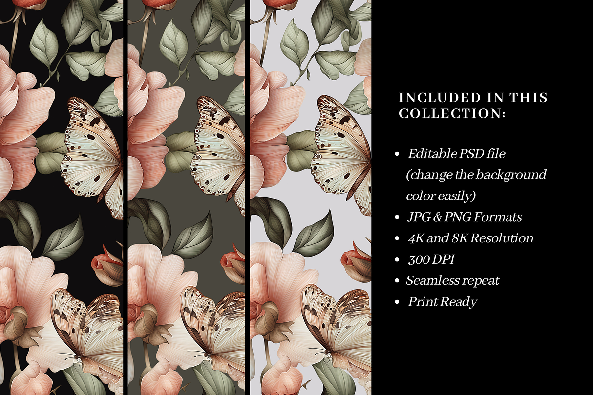 Noir Botanical – Editable Pattern, a Texture Graphic by LUSH Studio (Photo 2 of 6)