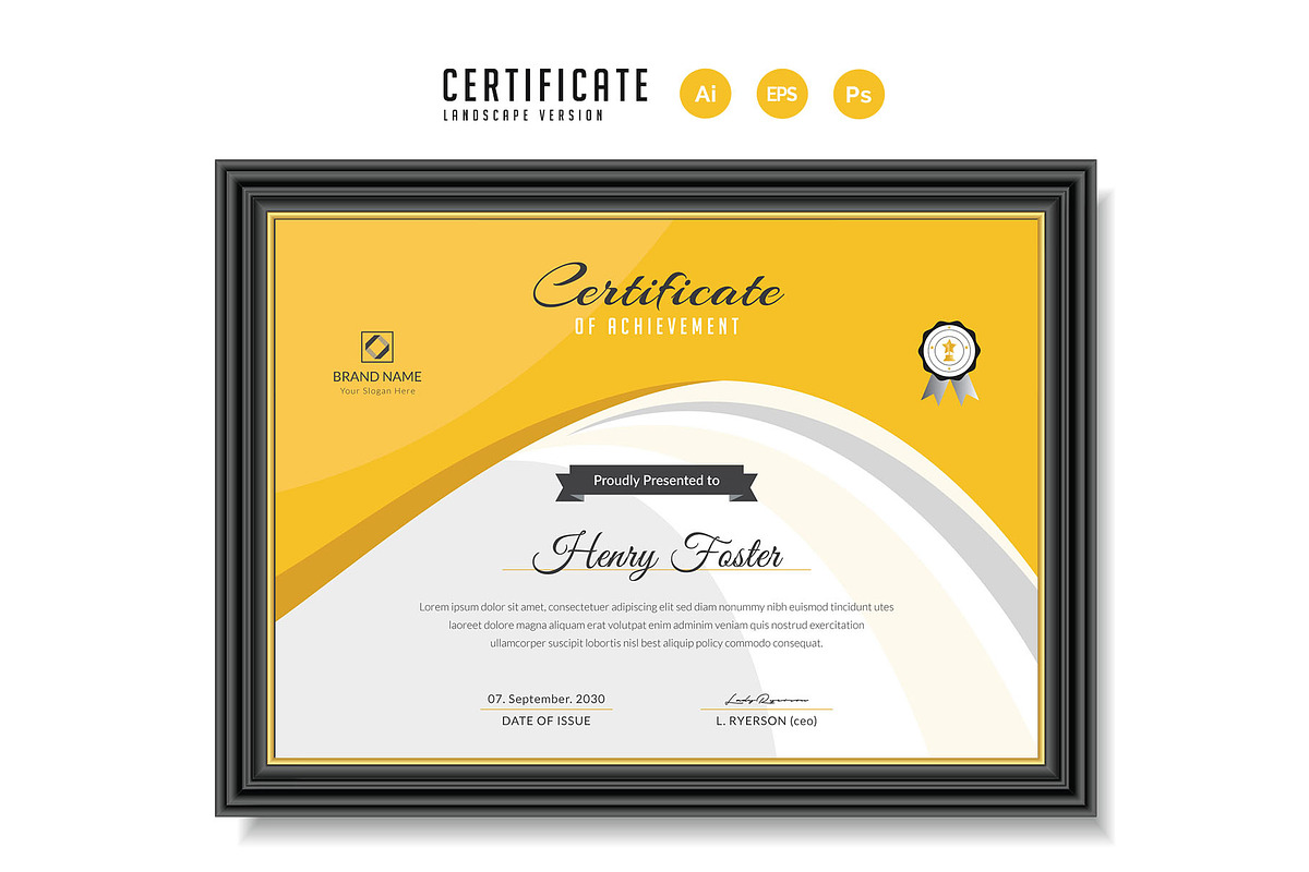 106. Modern Certificate Template, a Stationery Template by CreativeRezwan (Photo 2 of 3)
