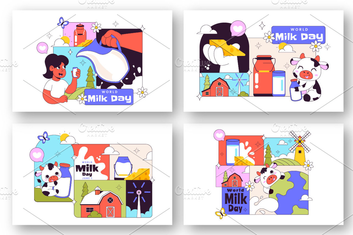 10 World Milk Day Illustration, a Food Illustration by denayunebgt (Photo 3 of 4)