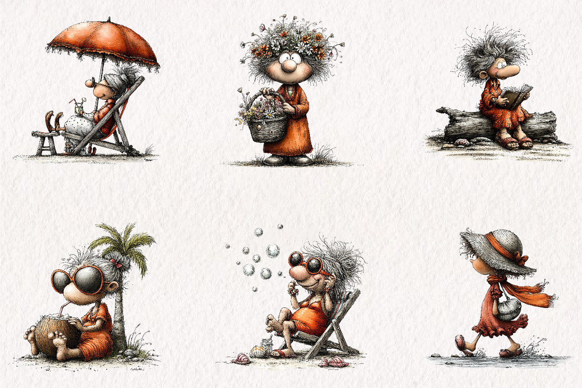 Summer Beach Grandma Clipart, a Seasonal Illustration by CreationArt (Photo 4 of 5)