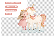 Unicorn And Princess Clipart, an Illustration by TatiMockup (Thumbnail 4 of 4)