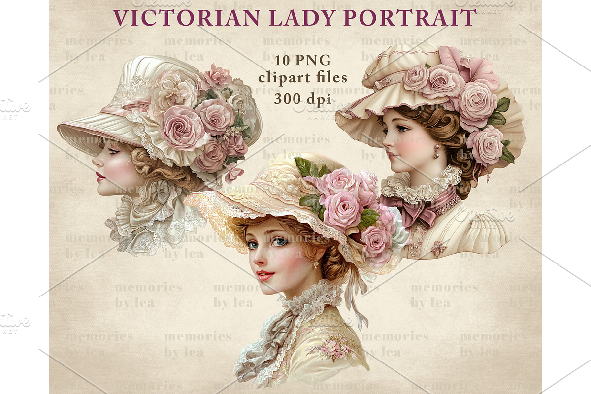 Victorian Lady Portrait Clipart PNG, an Illustration by Memories By Lea (Photo 8 of 9)