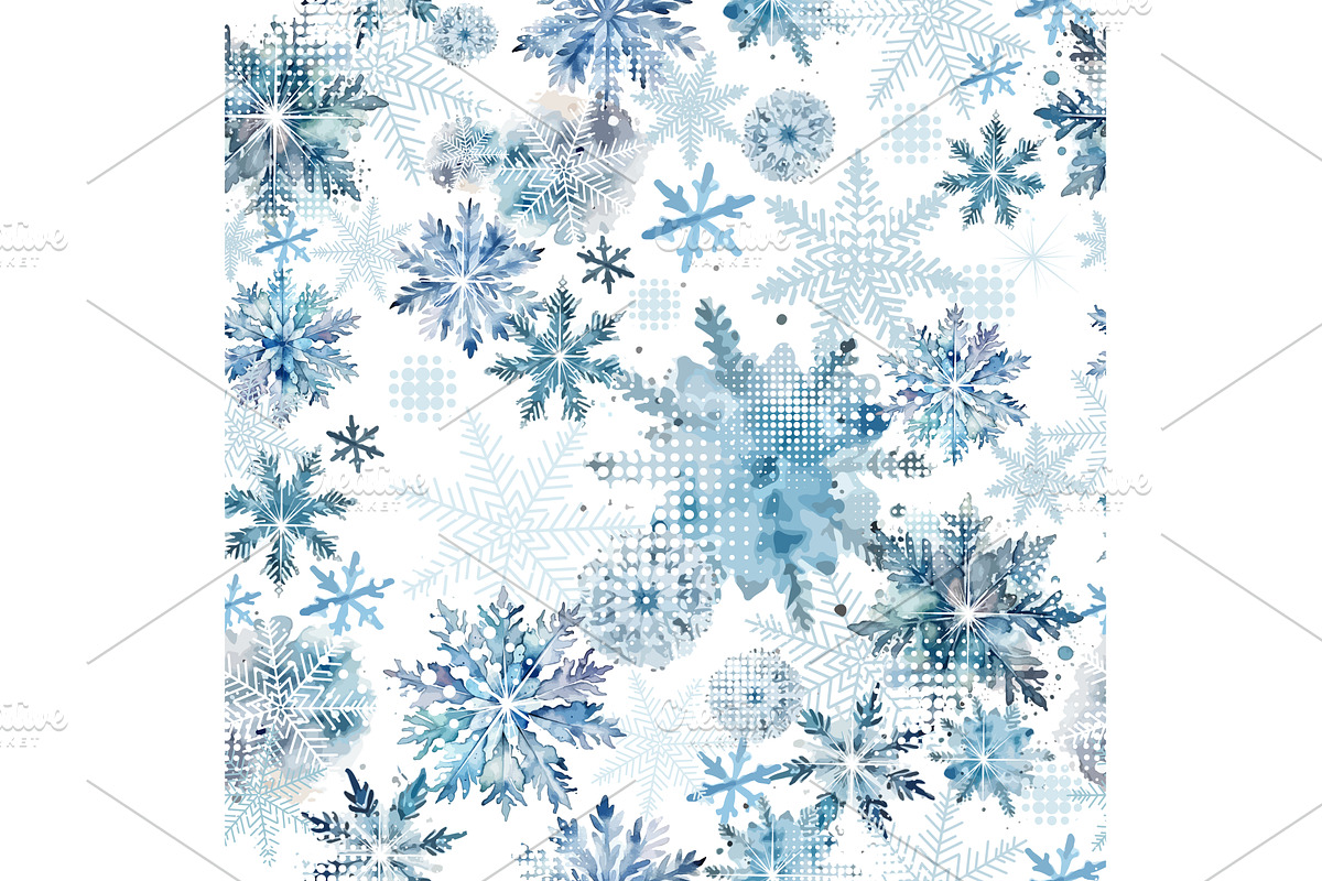Seamless watercolor Snowflake, a Texture Illustration by Nenahliadava Design