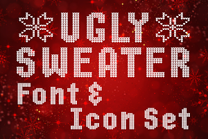 Ugly Sweater Font & Icon Set