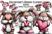 Valentine's Whimsical Bunny Clipart, an Illustration by Dream Creation (Thumbnail 1 of 7)
