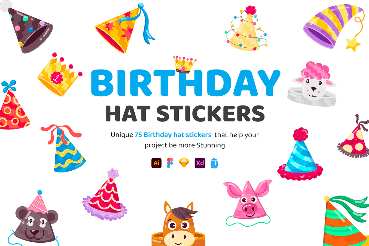 Birthday Hat Stickers, an Emoji Icon by Vectors Market (Photo 1 of 5)