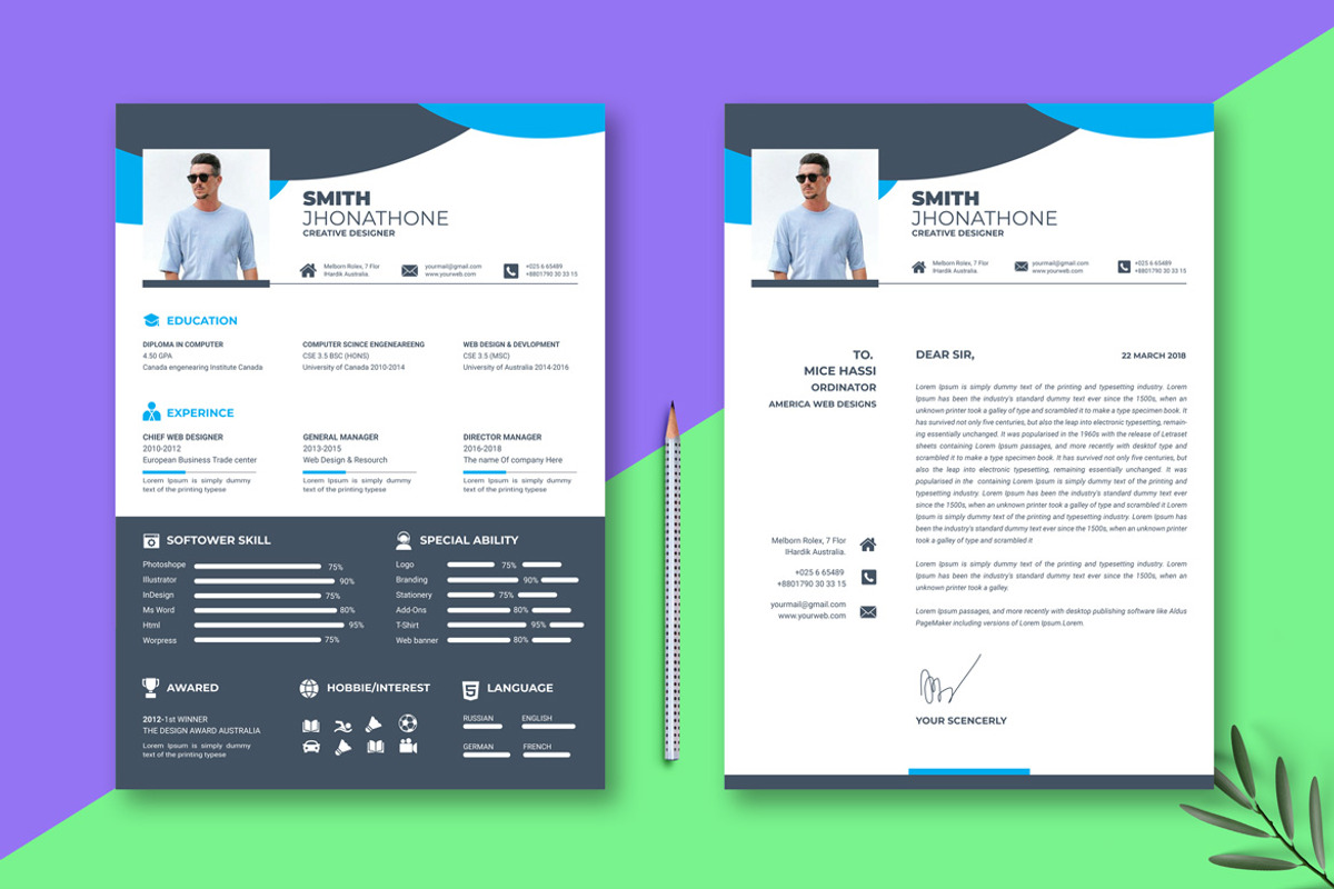 Modern Resume Design Template, a Resume Template by BrandlyTemplate