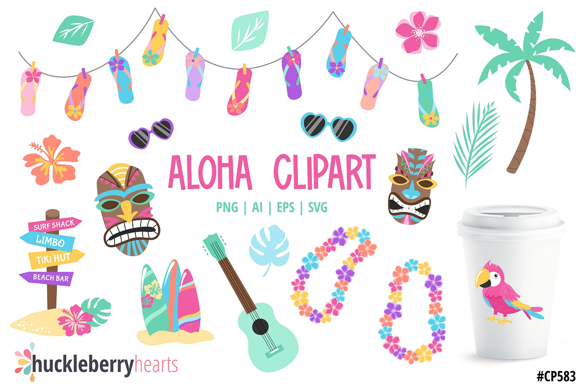 Aloha Clipart, an Illustration by Huckleberry Hearts