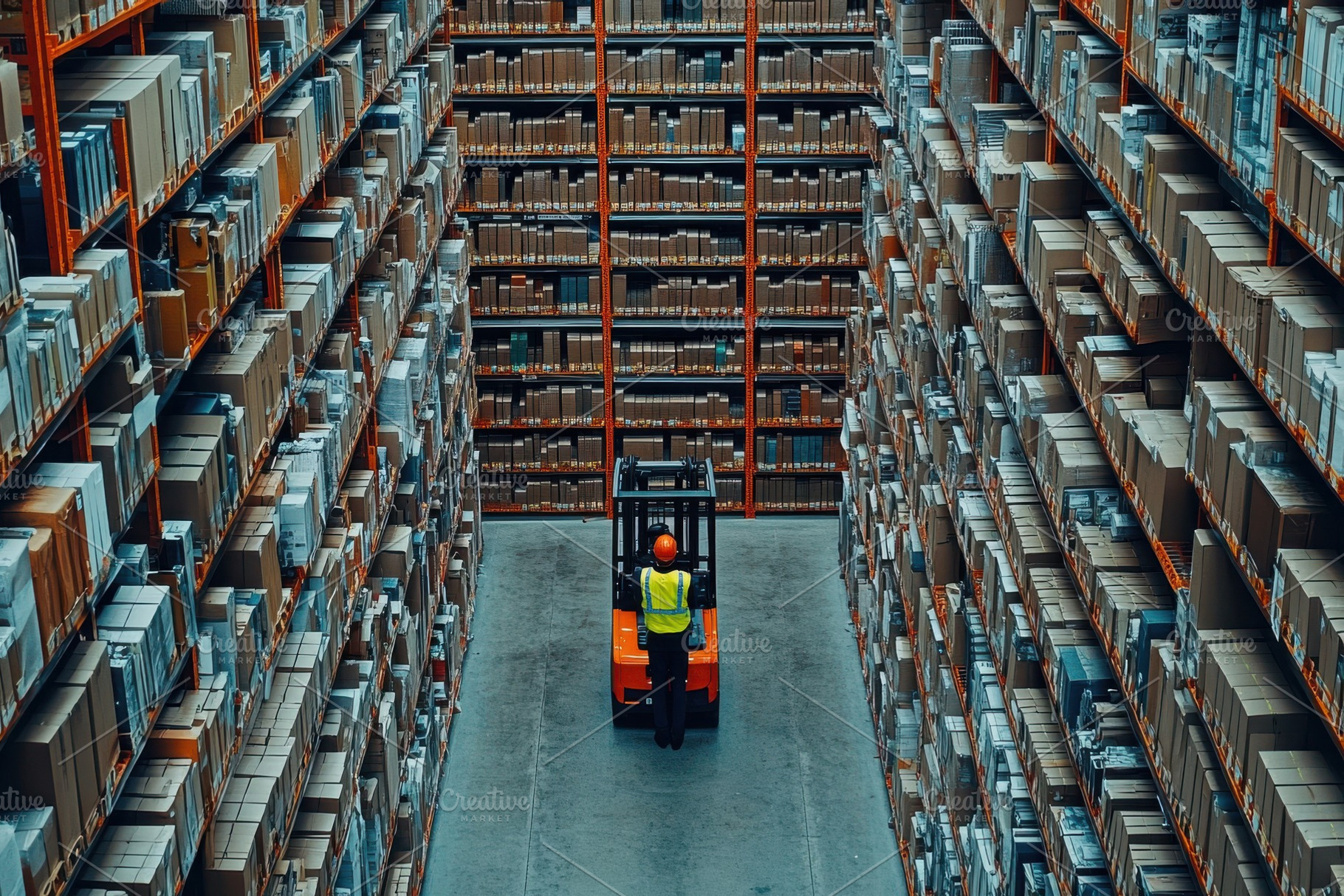 Warehouse Worker Operating Forklift, a Background Photo by Pixeness