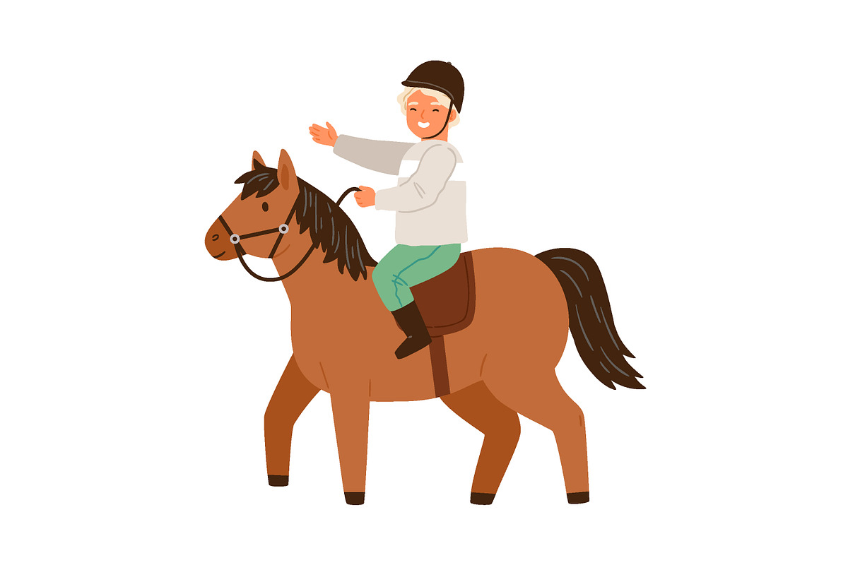 Cute children with ponies set, an Animal Illustration by Good Studio (Photo 6 of 7)