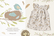 Little Birds clipart & pattern kids, a Decorative Illustration by polikarpovaart (Thumbnail 2 of 9)