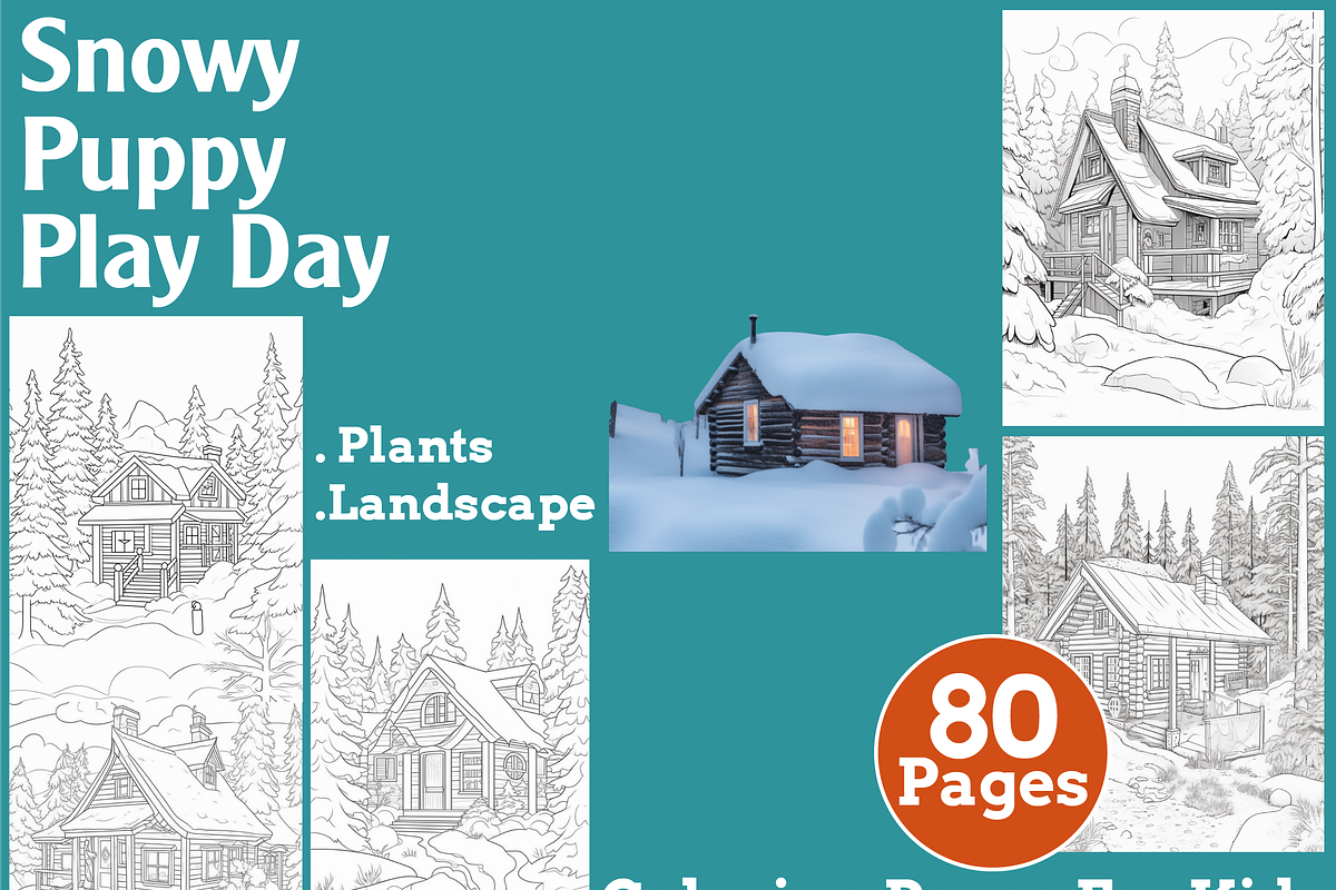 Cozy Cabin in Deep Snow Coloring Pag, an Animal Illustration by martinblan (Photo 1 of 4)