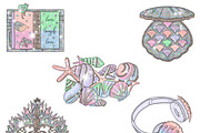 Mermaid Сliparts, an Illustration by GlamArtZhanna (Thumbnail 4 of 4)