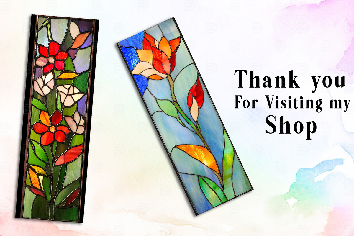 Floral Stained Glass Bookmarks, an Illustration by Watercolor design (Photo 3 of 3)