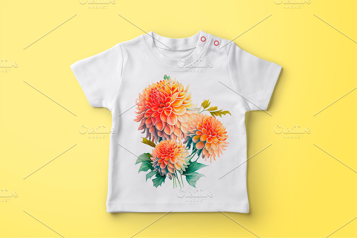 Watercolor Pompon Dahlia flower, a Card Template by Boo Guevara Shop (Photo 8 of 15)