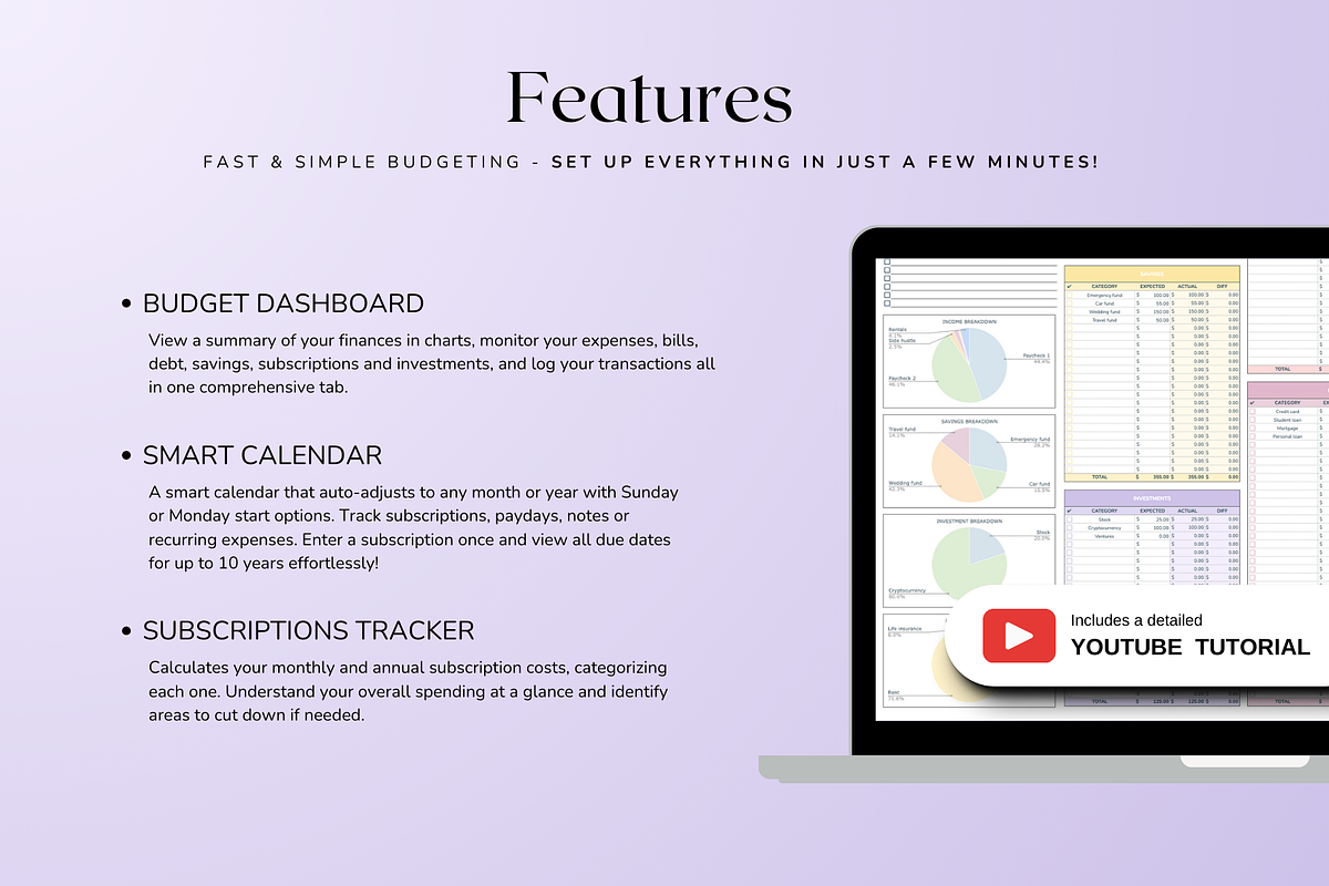 Standard Monthly Budget - Pastel, a Templates & Theme by The Creative Plans co (Photo 3 of 11)