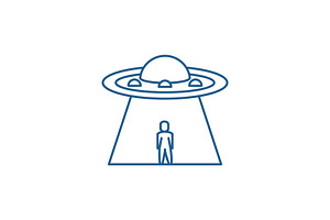 Ufo Line Icon Concept. Ufo Flat