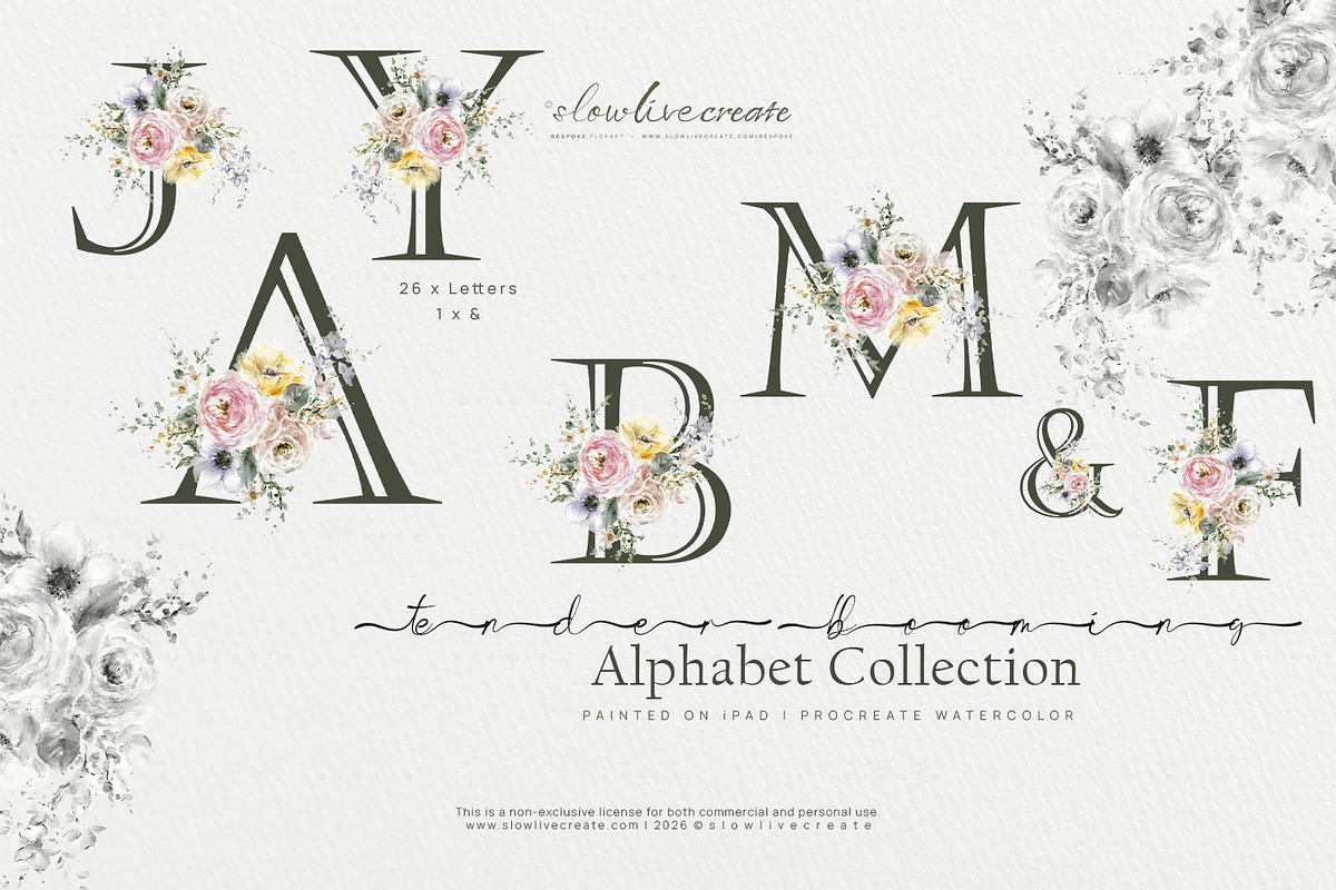 Bloom | Wedding Watercolor Florals, a Stationery Template by slowlivecreate (Photo 5 of 7)