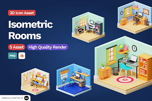 3D Isometric Rooms Illustration