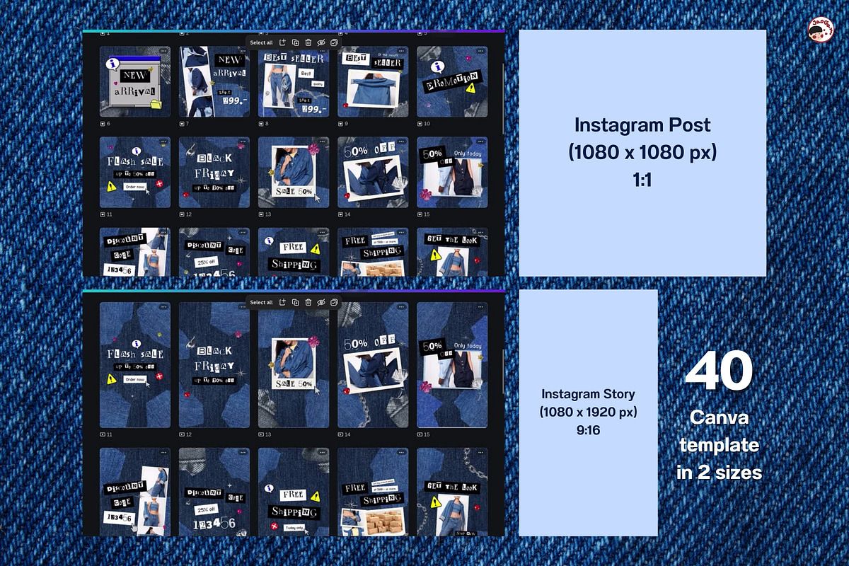 Y2K Denim Vibes Canva Templates, a Marketing Template by JaoGam (Photo 3 of 6)