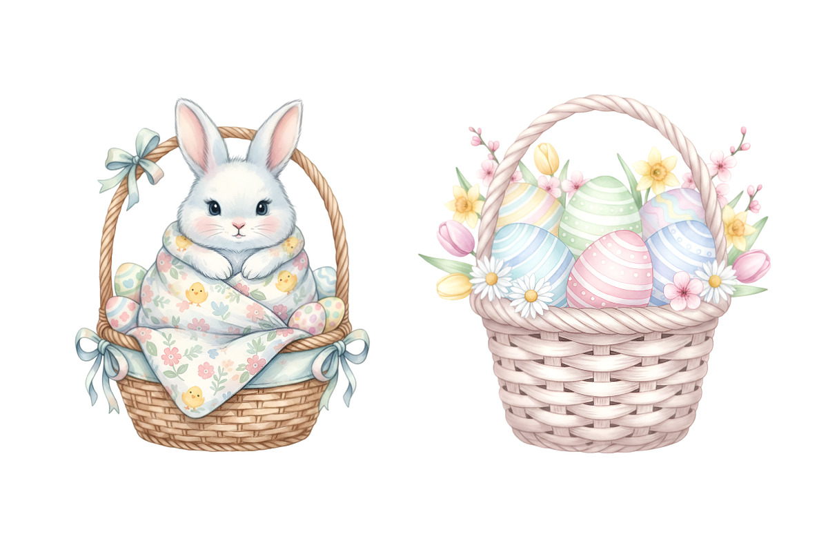 Easter Basket Clipart PNG Bundle, an Illustration by SinaCreation (Photo 5 of 11)