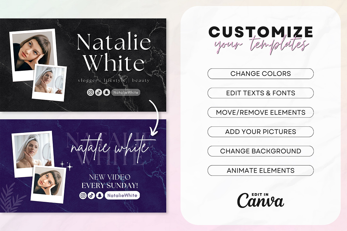 YouTube Branding Kit For Canva, a Social Media Template by OniriqveDesigns (Photo 8 of 10)