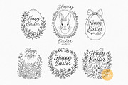 Cute Easter Clipart Bundle, Line Art, a Seasonal Illustration by Pretty Meerkat (Thumbnail 3 of 7)