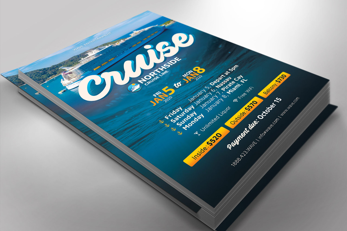 Cruise Flyer Photoshop Template, a Flyer Template by Godserv Designs (Photo 3 of 7)