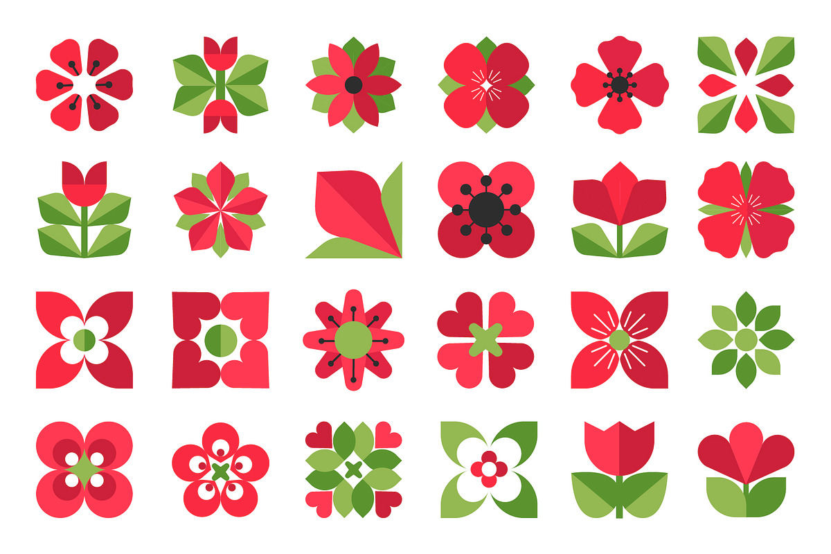 Mosaic Botanical Patterns & Elements, a Pattern Graphic by Lettering_Logo (Photo 3 of 4)