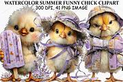 Watercolor Summer Funny Chick PNG, a Seasonal Illustration by Canvas Craft (Thumbnail 1 of 7)