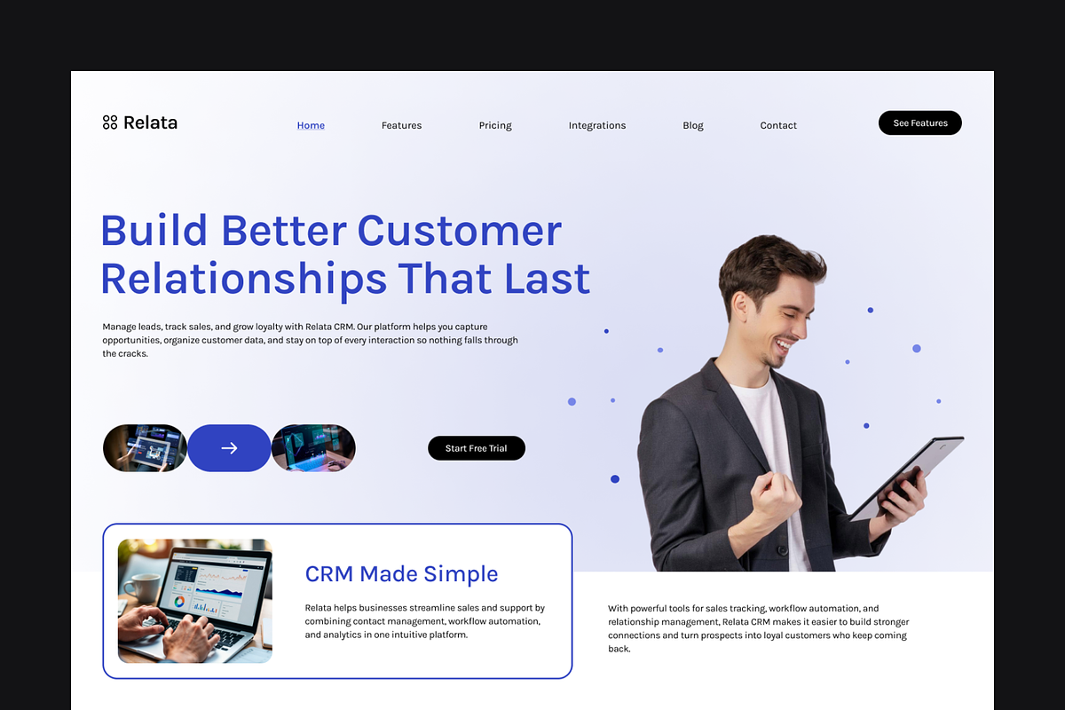 Figma CRM Landing Page, a Landing Page Template by Musara (Photo 3 of 6)