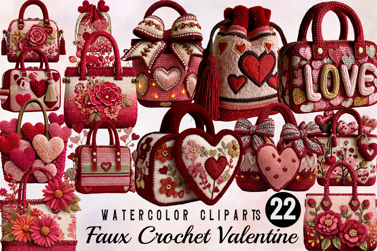 Faux Crochet Valentine Png Clipart, an Illustration by SVGArt (Photo 1 of 8)