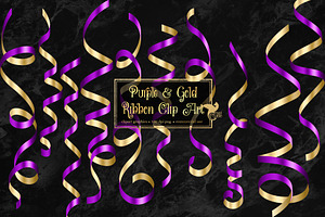 Purple And Gold Ribbon Clipart