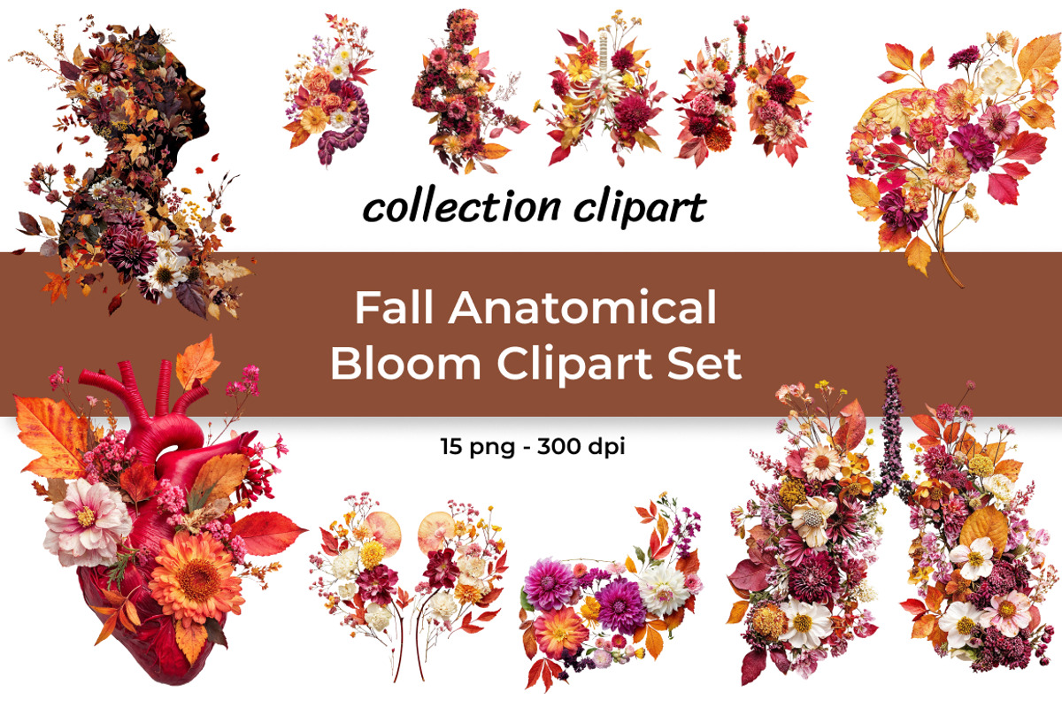 Fall Anatomical Bloom Clipart Set, a Healthcare Illustration by InkyQueenArt (Photo 1 of 5)