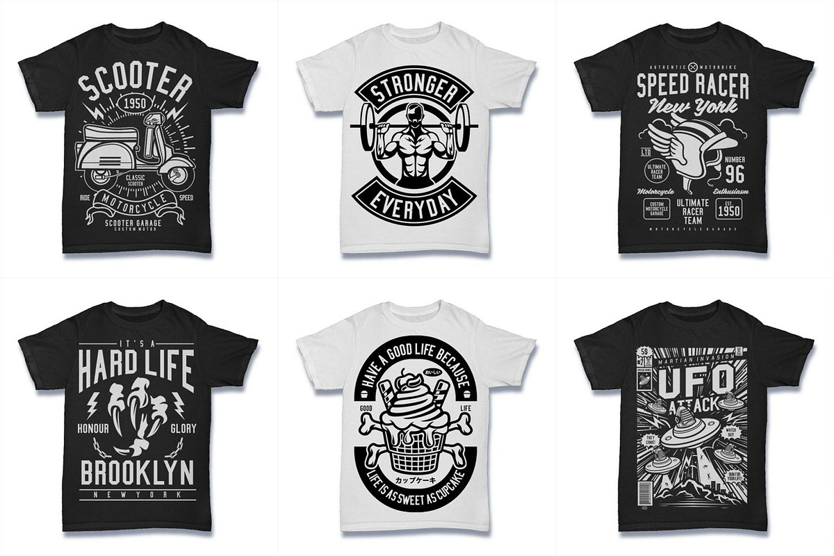 100 Vector Tshirt Designs ( B/W ), an Illustration by roach_graphic (Photo 6 of 20)