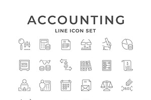 Set line icons of accounting, an Outline Icon by motorama