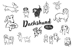 Dachshund illustrations, an Illustration by Anastasiya Klempach