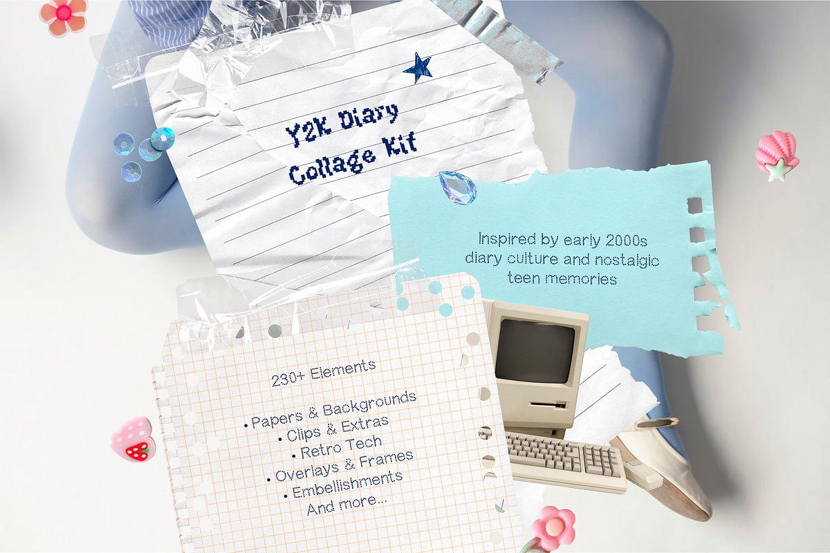 Y2K Diary Collage Kit, an Object Graphic by Eva Gentle (Photo 2 of 13)